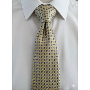 Donald Trump Signature Collection yellow grey checkerboard silk tie - 58.5"